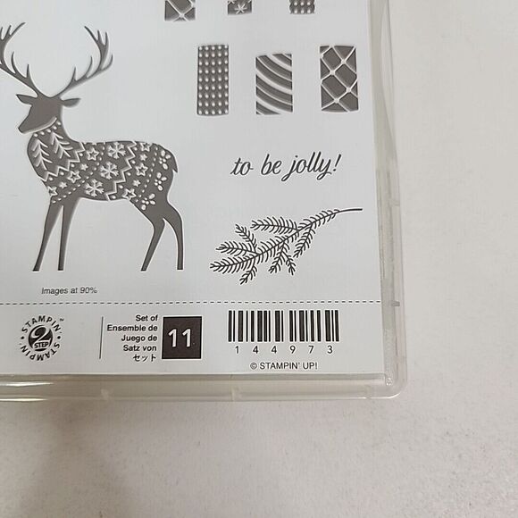 Stampin' Up! Stamp Set MERRY PATTERNS Set of 11 144973 Jolly Candles Season Deer - Picture 2 of 4